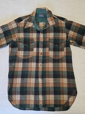 VTG 70s Pendleton Wool Plaid Trail Shirt Men 15.5 PRISTINE NWOT USA Deadstock